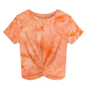 Twist Front Tee T-Shirt Tie Dye Orange