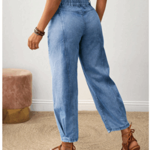 Women's Casual Distressed Drawstring Waist Jeans